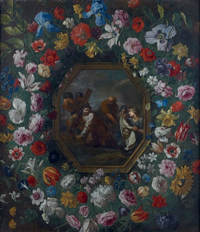 giovanni-stanchi-le-voile-de-véronique-dans-une-guirlande-de-fleurs